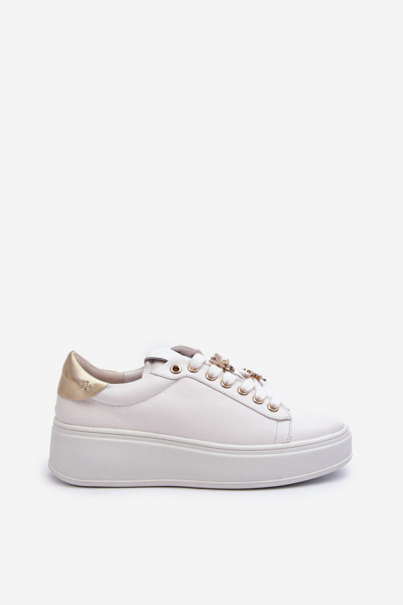 Oda Sneakers modelio batai Moteriškos su platforma Z Przypinkami D&A SN67 baltos spalvos