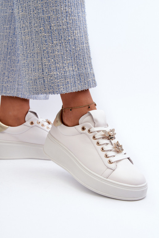 Oda Sneakers modelio batai Moteriškos su platforma Z Przypinkami D&A SN67 baltos spalvos