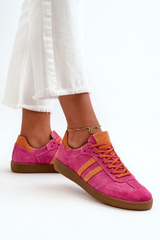 Zazoo N1068 iš zomšos Žemas Sneakers modelio batai Moteriškos rožinės spalvos