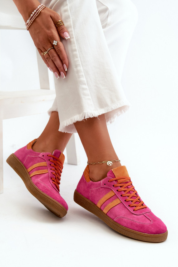 Zazoo N1068 iš zomšos Žemas Sneakers modelio batai Moteriškos rožinės spalvos