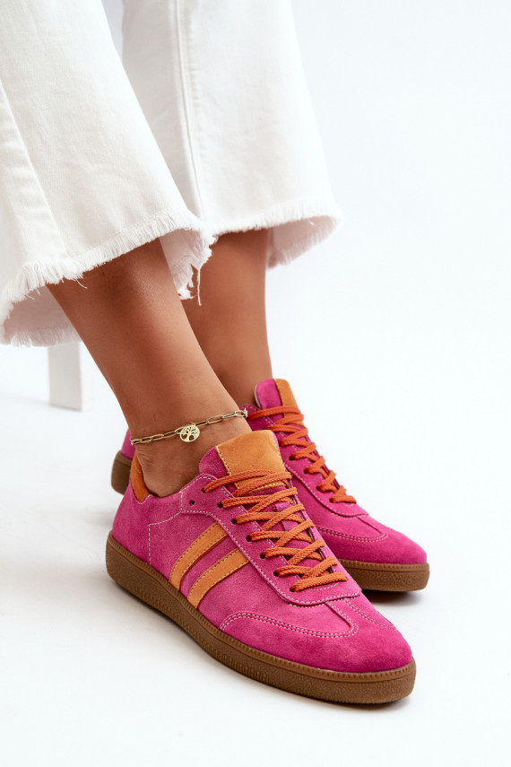 Zazoo N1068 iš zomšos Žemas Sneakers modelio batai Moteriškos rožinės spalvos
