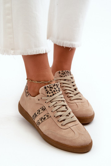 Zazoo N1068 iš zomšos Žemas Sneakers modelio batai Moteriškos smėlio spalvos