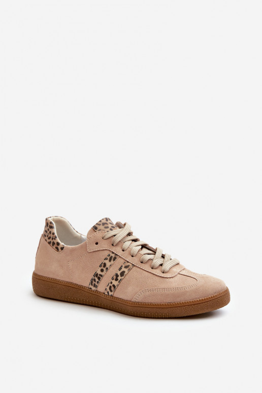 Zazoo N1068 iš zomšos Žemas Sneakers modelio batai Moteriškos smėlio spalvos