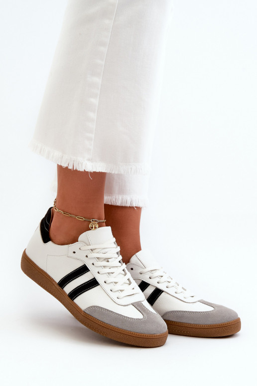 Zazoo N1068 Oda Žemas Sneakers modelio batai Moteriškos baltos spalvos