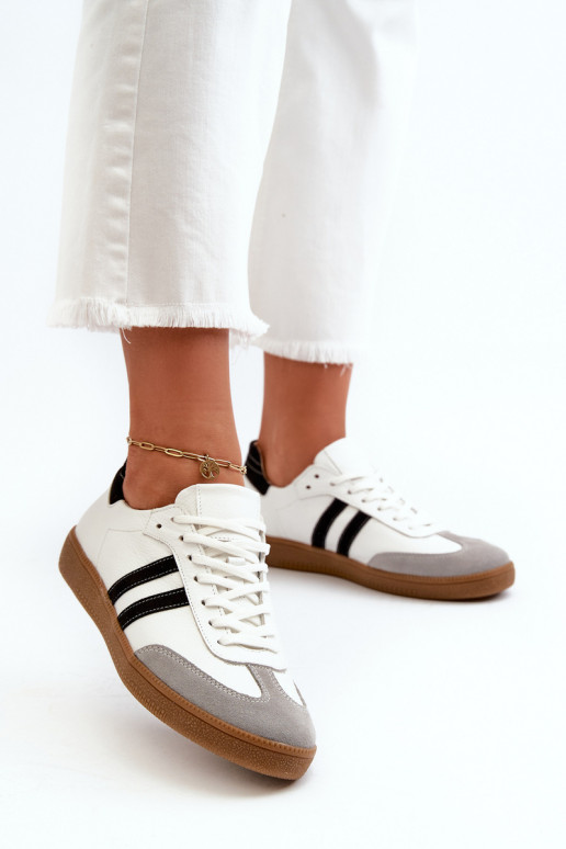 Zazoo N1068 Oda Žemas Sneakers modelio batai Moteriškos baltos spalvos