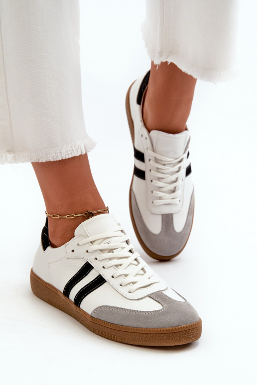 Zazoo N1068 Oda Žemas Sneakers modelio batai Moteriškos baltos spalvos