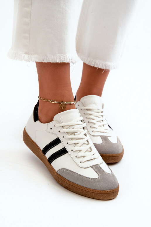 Zazoo N1068 Oda Žemas Sneakers modelio batai Moteriškos baltos spalvos