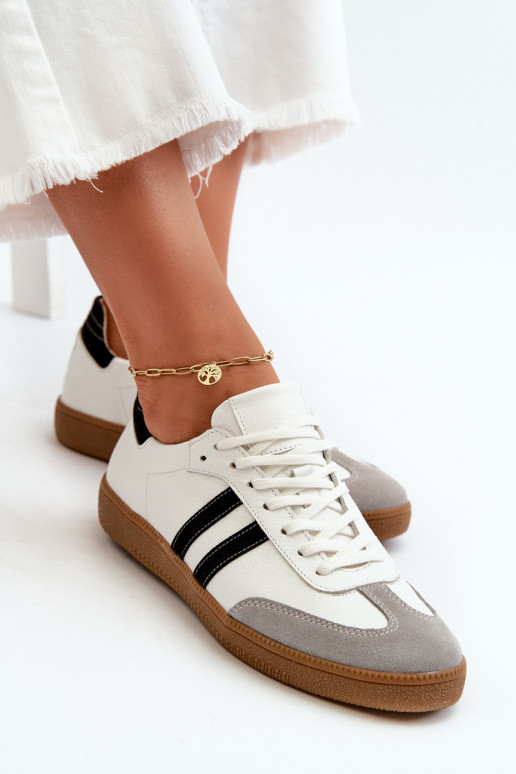 Zazoo N1068 Oda Žemas Sneakers modelio batai Moteriškos baltos spalvos