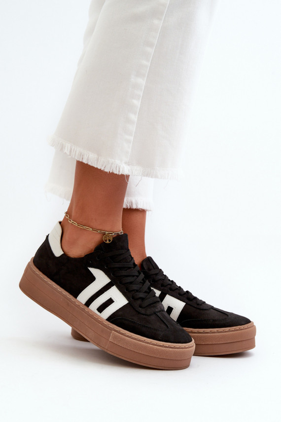 Zazoo N1095S2 Sneakers modelio batai Oda Moteriškos su platforma juodos spalvos