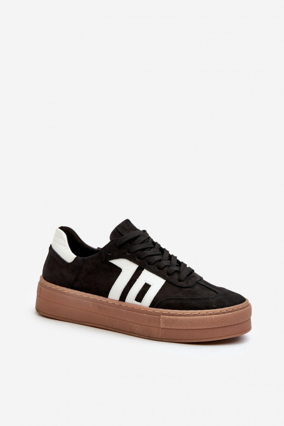 Zazoo N1095S2 Sneakers modelio batai Oda Moteriškos su platforma juodos spalvos