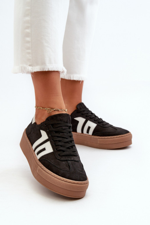 Zazoo N1095S2 Sneakers modelio batai Oda Moteriškos su platforma juodos spalvos