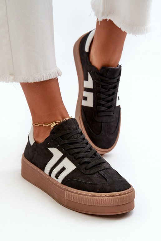 Zazoo N1095S2 Sneakers modelio batai Oda Moteriškos su platforma juodos spalvos