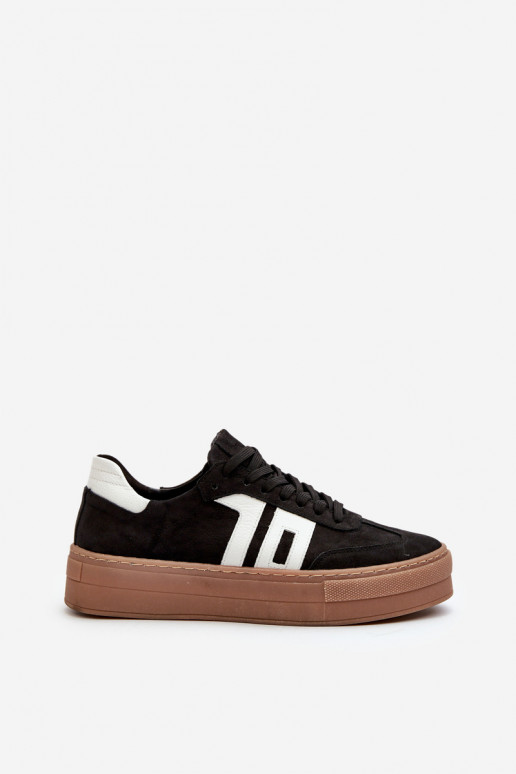 Zazoo N1095S2 Sneakers modelio batai Oda Moteriškos su platforma juodos spalvos