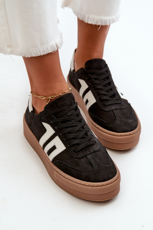 Zazoo N1095S2 Sneakers modelio batai Oda Moteriškos su platforma juodos spalvos