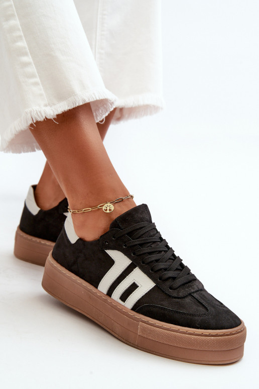 Zazoo N1095S2 Sneakers modelio batai Oda Moteriškos su platforma juodos spalvos