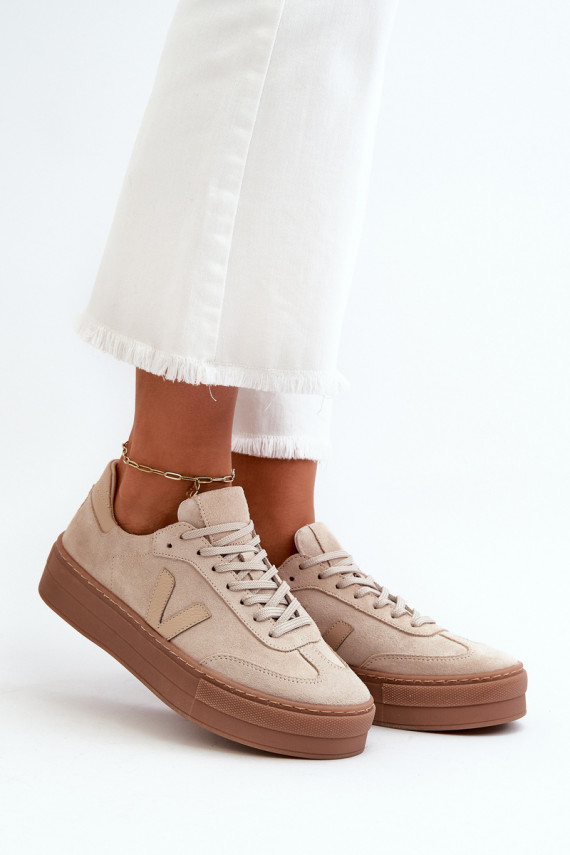 Zazoo N1100S2 Sneakers modelio batai iš zomšos Moteriškos su platforma smėlio spalvos