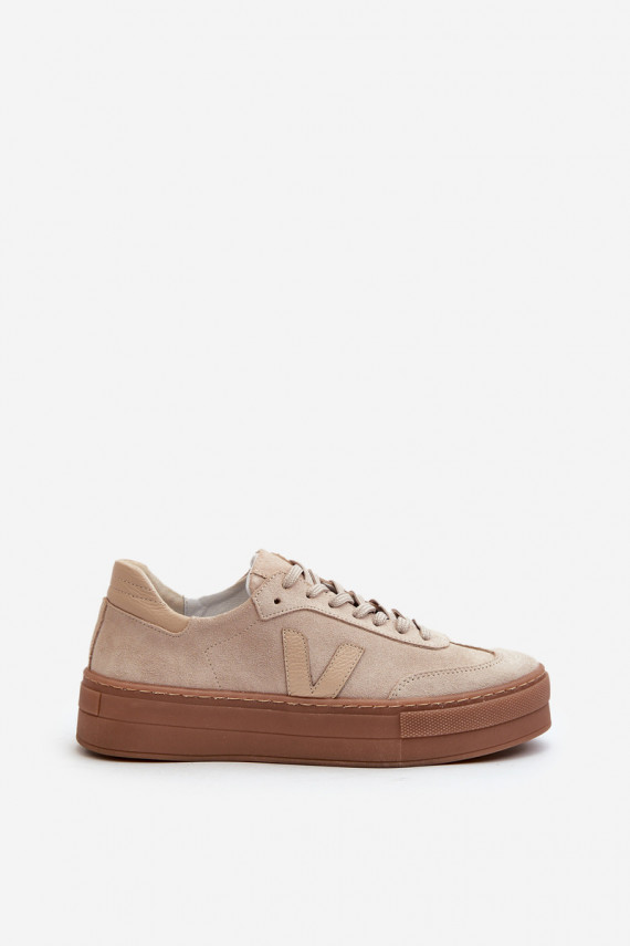 Zazoo N1100S2 Sneakers modelio batai iš zomšos Moteriškos su platforma smėlio spalvos