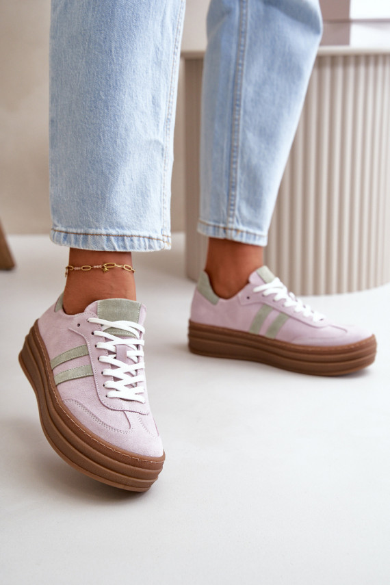 Zazoo N1068S4 Zomšiniai Sneakers modelio batai su platforma Violetinės spalvos