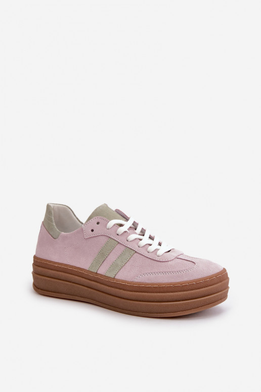 Zazoo N1068S4 Zomšiniai Sneakers modelio batai su platforma Violetinės spalvos