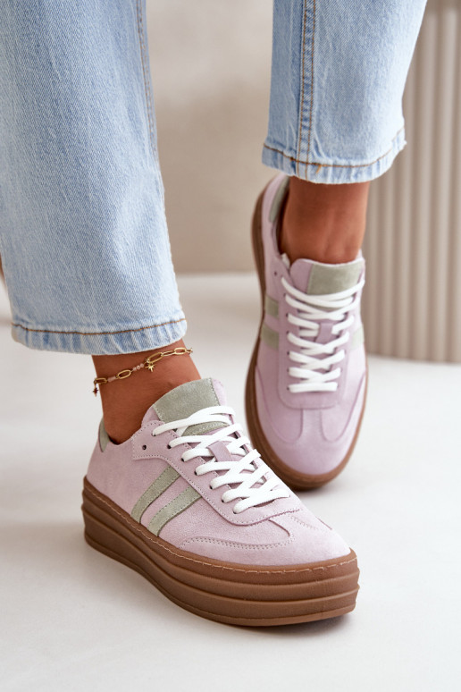 Zazoo N1068S4 Zomšiniai Sneakers modelio batai su platforma Violetinės spalvos