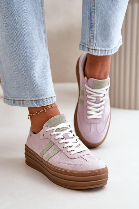 Zazoo N1068S4 Zomšiniai Sneakers modelio batai su platforma Violetinės spalvos