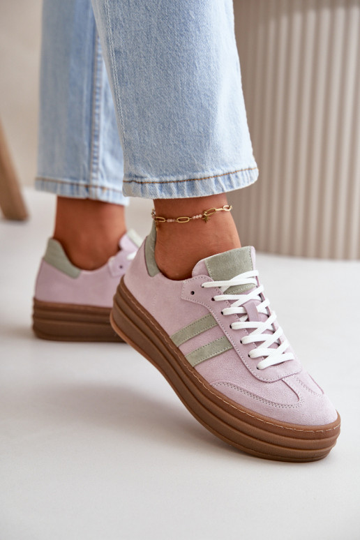 Zazoo N1068S4 Zomšiniai Sneakers modelio batai su platforma Violetinės spalvos