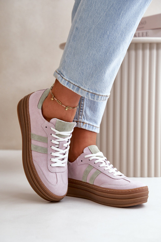 Zazoo N1068S4 Zomšiniai Sneakers modelio batai su platforma Violetinės spalvos