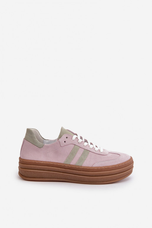 Zazoo N1068S4 Zomšiniai Sneakers modelio batai su platforma Violetinės spalvos