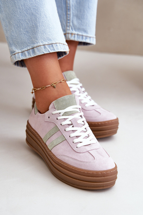 Zazoo N1068S4 Zomšiniai Sneakers modelio batai su platforma Violetinės spalvos