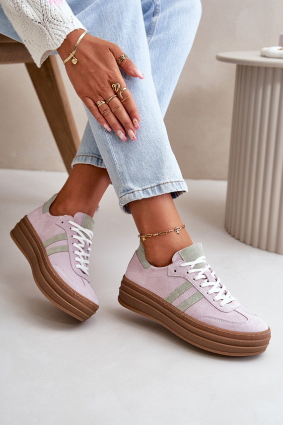 Zazoo N1068S4 Zomšiniai Sneakers modelio batai su platforma Violetinės spalvos
