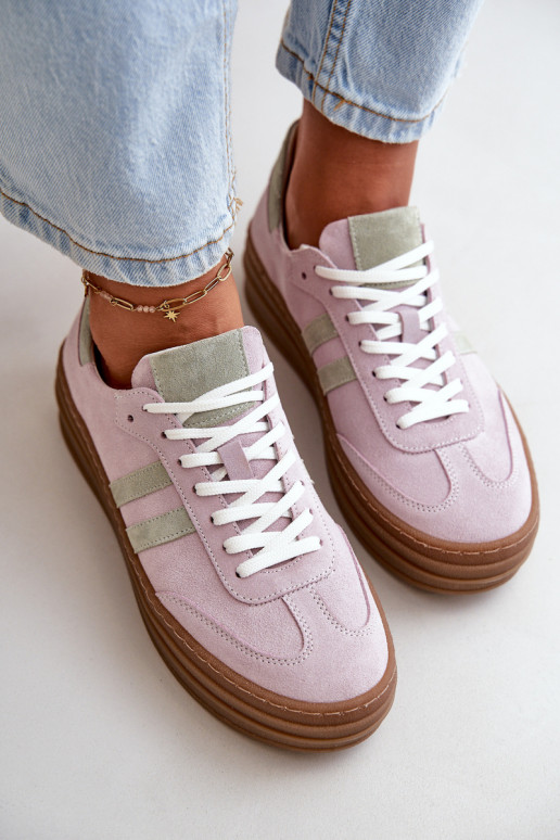 Zazoo N1068S4 Zomšiniai Sneakers modelio batai su platforma Violetinės spalvos