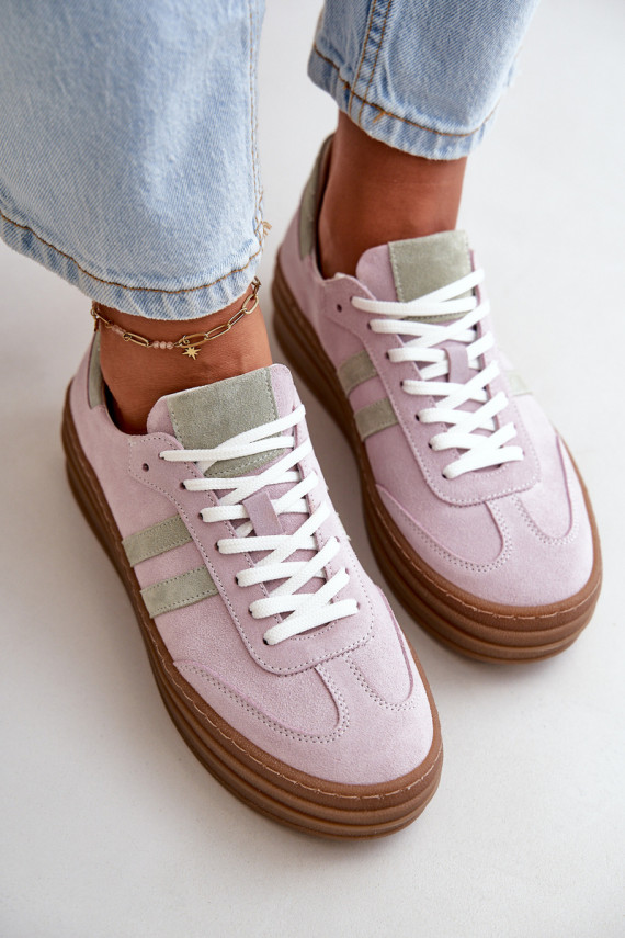 Zazoo N1068S4 Zomšiniai Sneakers modelio batai su platforma Violetinės spalvos
