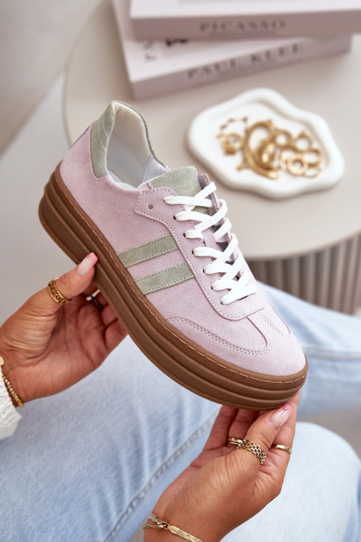 Zazoo N1068S4 Zomšiniai Sneakers modelio batai su platforma Violetinės spalvos