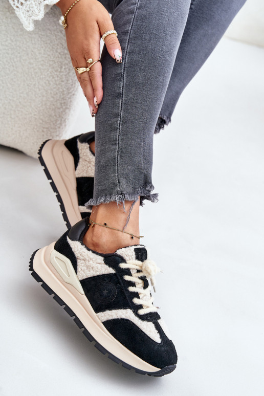 pašiltinti Sneakers modelio batai Moteriškos Oda Big Star OO274A318 HI-POLY SYSTEM juodos spalvos