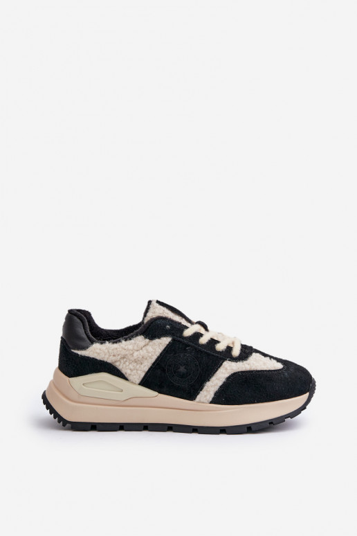 pašiltinti Sneakers modelio batai Moteriškos Oda Big Star OO274A318 HI-POLY SYSTEM juodos spalvos