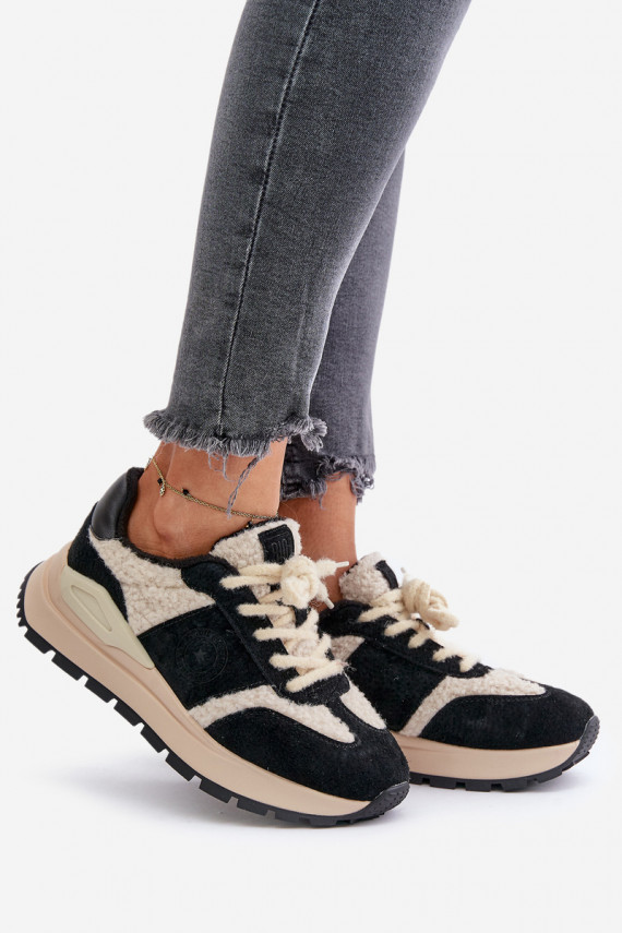 pašiltinti Sneakers modelio batai Moteriškos Oda Big Star OO274A318 HI-POLY SYSTEM juodos spalvos