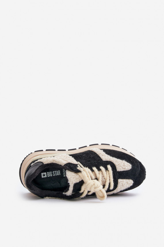 pašiltinti Sneakers modelio batai Moteriškos Oda Big Star OO274A318 HI-POLY SYSTEM juodos spalvos