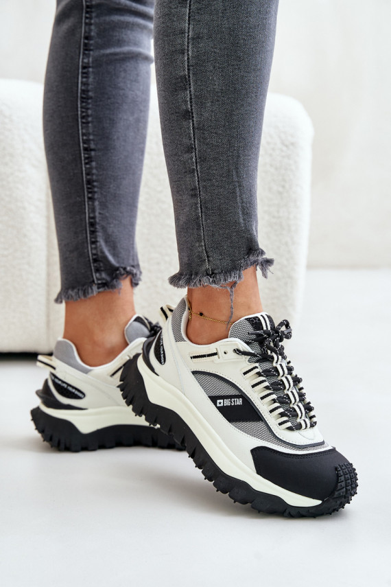 Oda Sneakers modelio batai Moteriškos su platforma Big Star OO274A220 HI-POLY SYSTEM Baltos-juodos spalvos