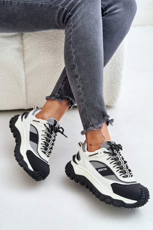Oda Sneakers modelio batai Moteriškos su platforma Big Star OO274A220 HI-POLY SYSTEM Baltos-juodos spalvos