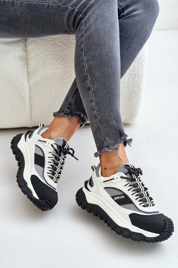 Oda Sneakers modelio batai Moteriškos su platforma Big Star OO274A220 HI-POLY SYSTEM Baltos-juodos spalvos