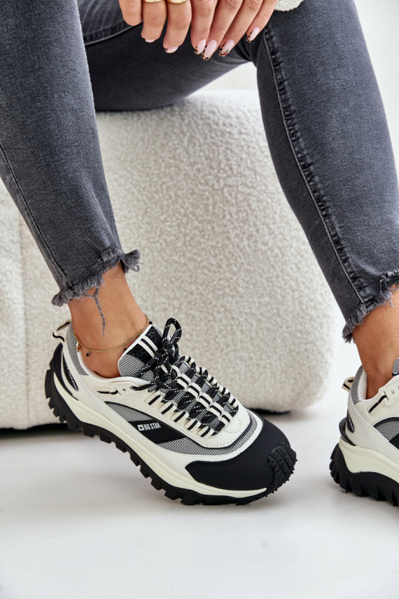 Oda Sneakers modelio batai Moteriškos su platforma Big Star OO274A220 HI-POLY SYSTEM Baltos-juodos spalvos