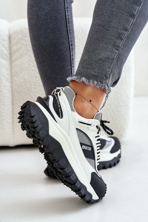 Oda Sneakers modelio batai Moteriškos su platforma Big Star OO274A220 HI-POLY SYSTEM Baltos-juodos spalvos