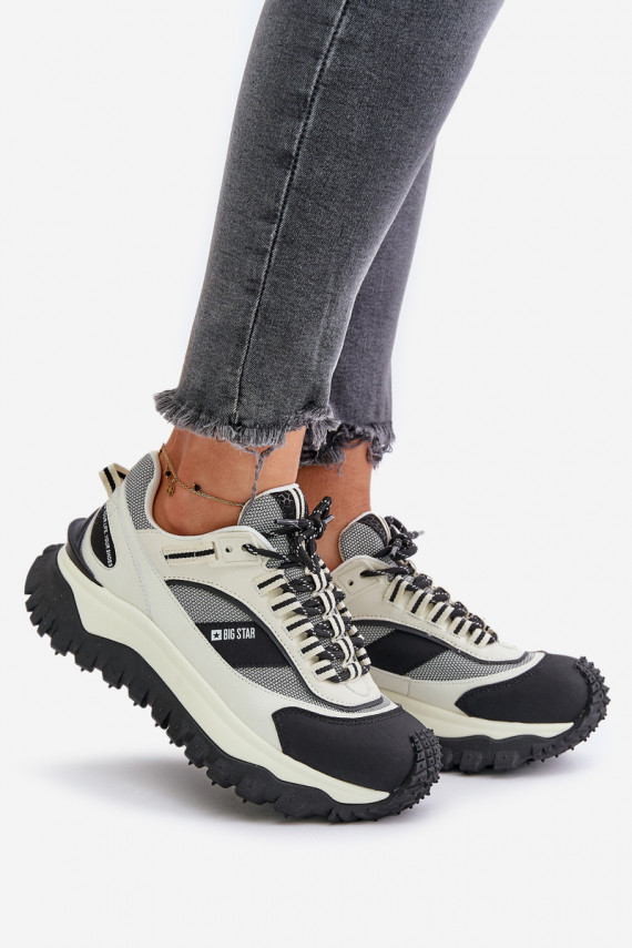 Oda Sneakers modelio batai Moteriškos su platforma Big Star OO274A220 HI-POLY SYSTEM Baltos-juodos spalvos