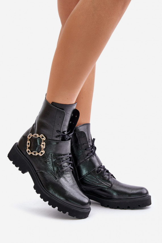 Zazoo 2951 su lako efektu Aulinukai dekoruoti su sagtimis juodos spalvos