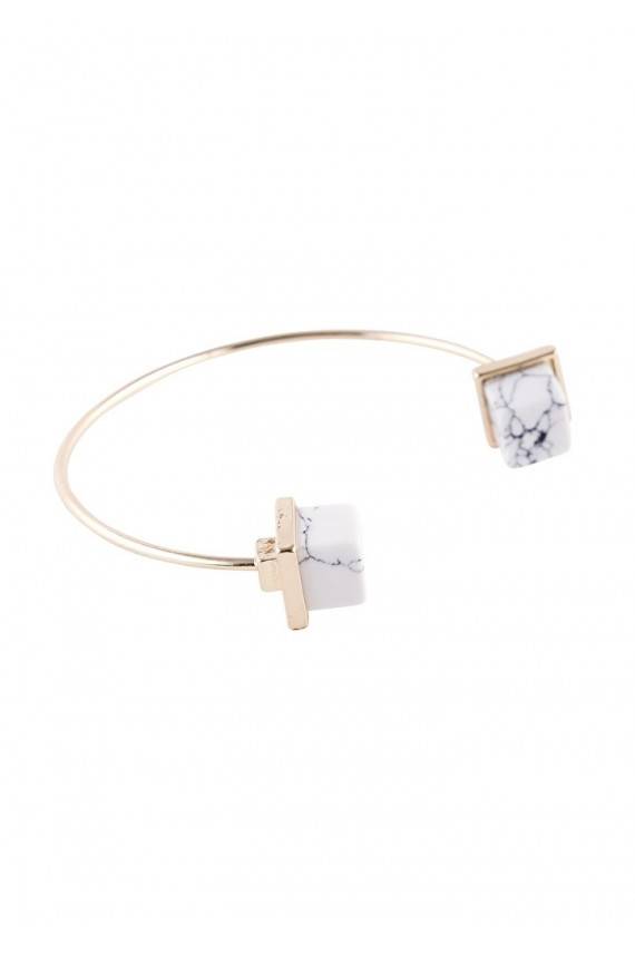 Apyrankė "Minimalist White Marble Cuff Bracelet"