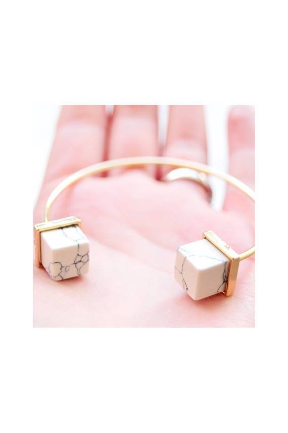 Apyrankė "Minimalist White Marble Cuff Bracelet"