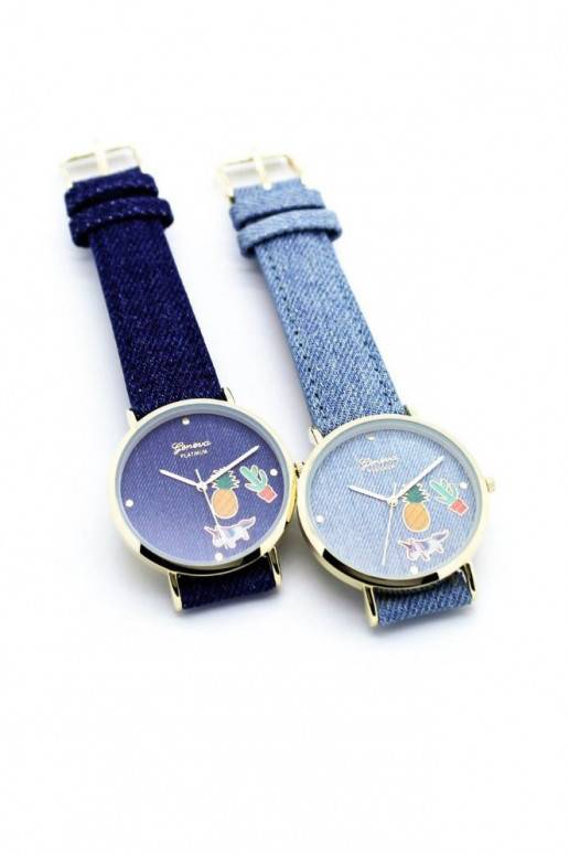 Mėlynas džinsinis laikrodis Geneva Platinum Mėlynas džinsinis laikrodis Geneva Platinum