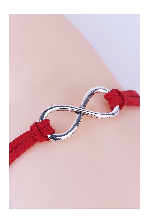 Raudona apyrankė "Infinity Silver"