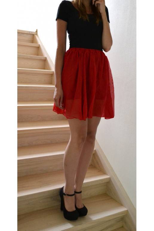 Vintažinis šifoninis sijonas "Strawberry"