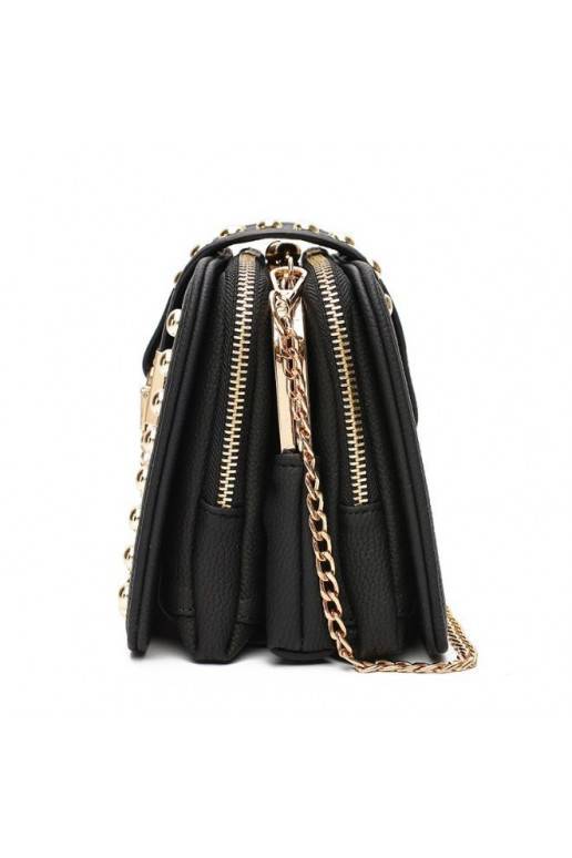 Juodos spalvos mini rankinė "Embroidery Flowers"